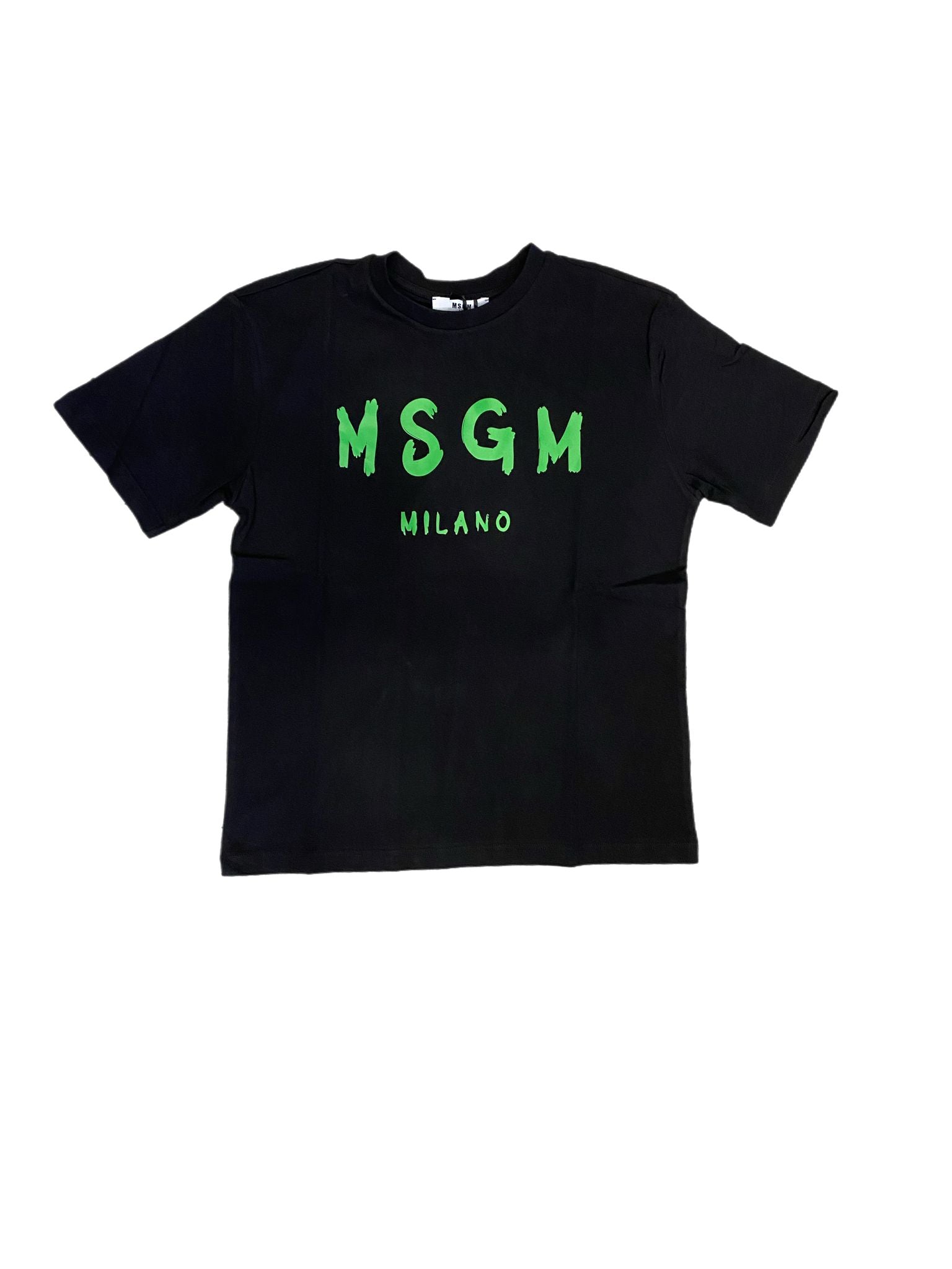 T-shirt MSGM Nera scritta verde