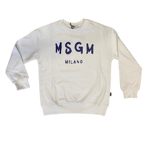 Felpa Girocollo Basic MSGM Bianco scritta Bluette